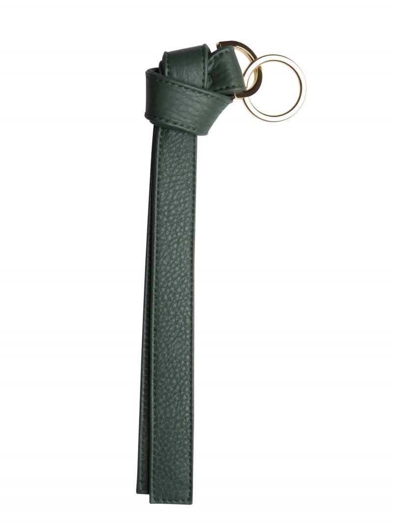 TAPE K keychain in pine green calfskin leather | TSATSAS