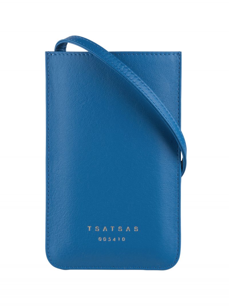 SONIC phone case in azure calfskin leather | TSATSAS