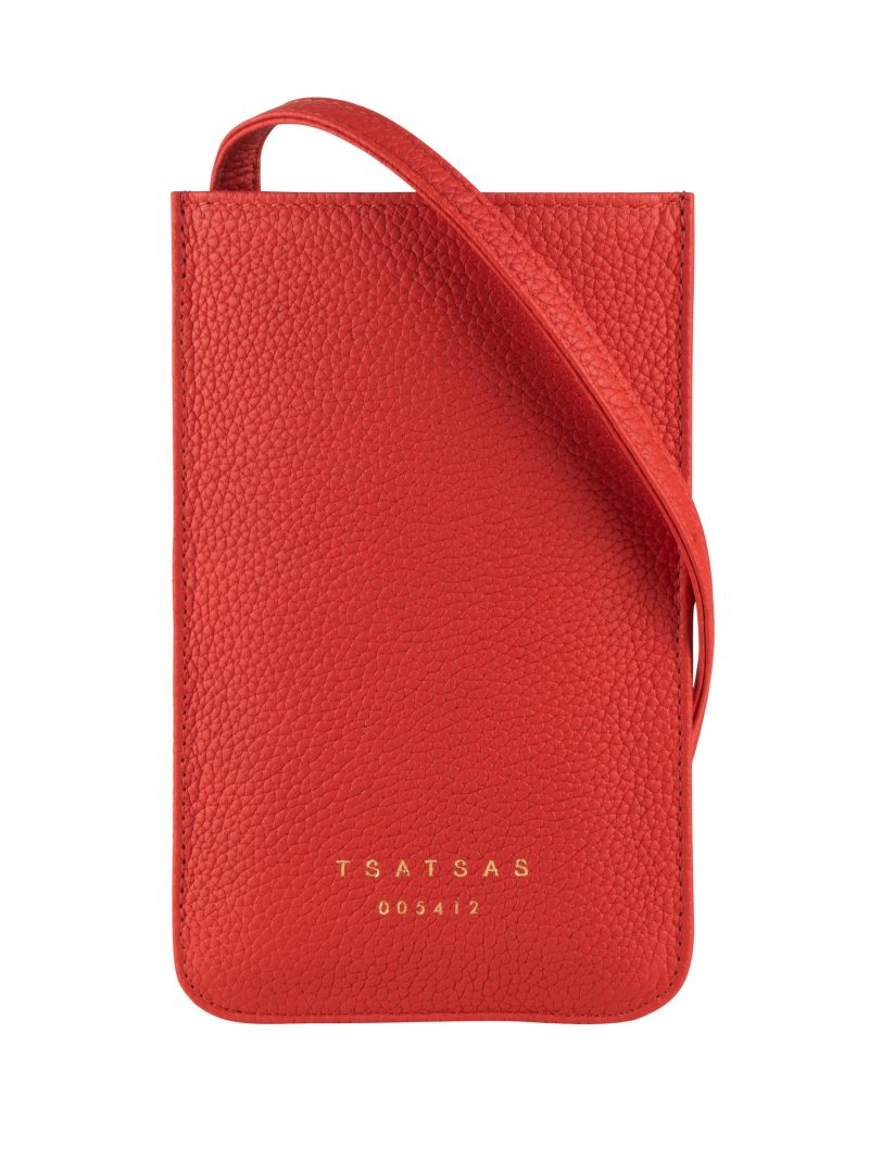 SONIC phone case in bright red calfskin leather | TSATSAS
