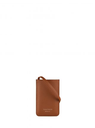 SONIC phone case in tan calfskin leather | TSATSAS