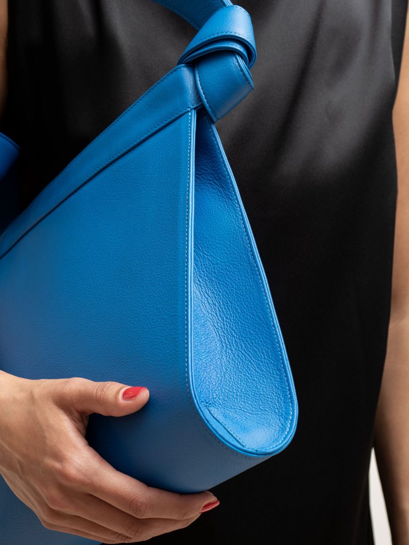 TAPE shoulder bag in azure calfskin leather | TSATSAS
