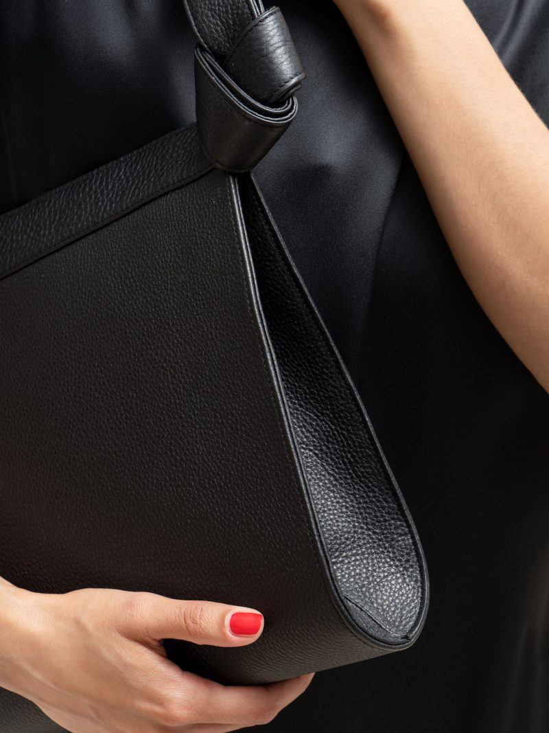 TAPE shoulder bag in black calfskin leather | TSATSAS