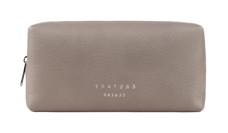 BASALT 1 wash bag in grey calfskin leather | TSATSAS