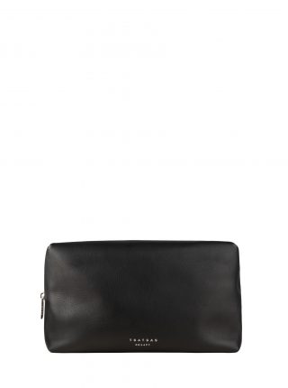 BASALT 3 wash bag in black calfskin leather | TSATSAS