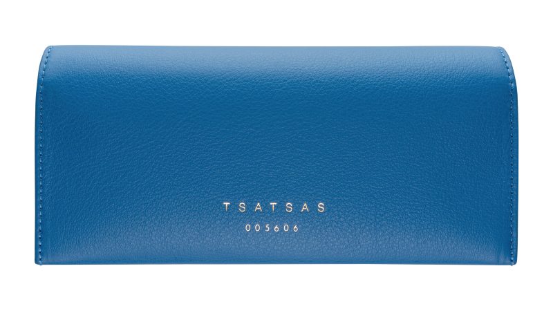 COVER glasses case in azure calfskin leather | TSATSAS