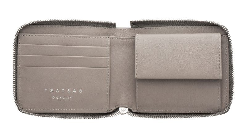 KOBO 1 wallet in grey calfskin leather | TSATSAS