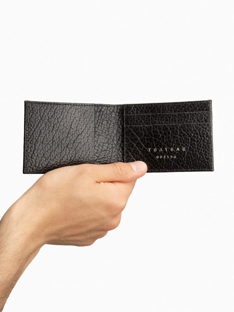 KYOTO 3 wallet in black bison leather | TSATSAS