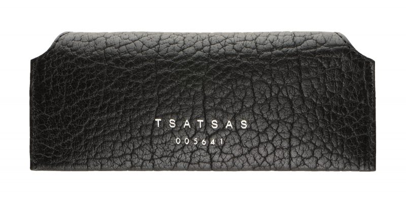 KOMPAKT glasses case in black bison leather | TSATSAS