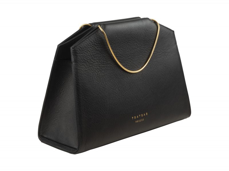 SUEZ 1 shoulder bag in black calfskin leather | TSATSAS