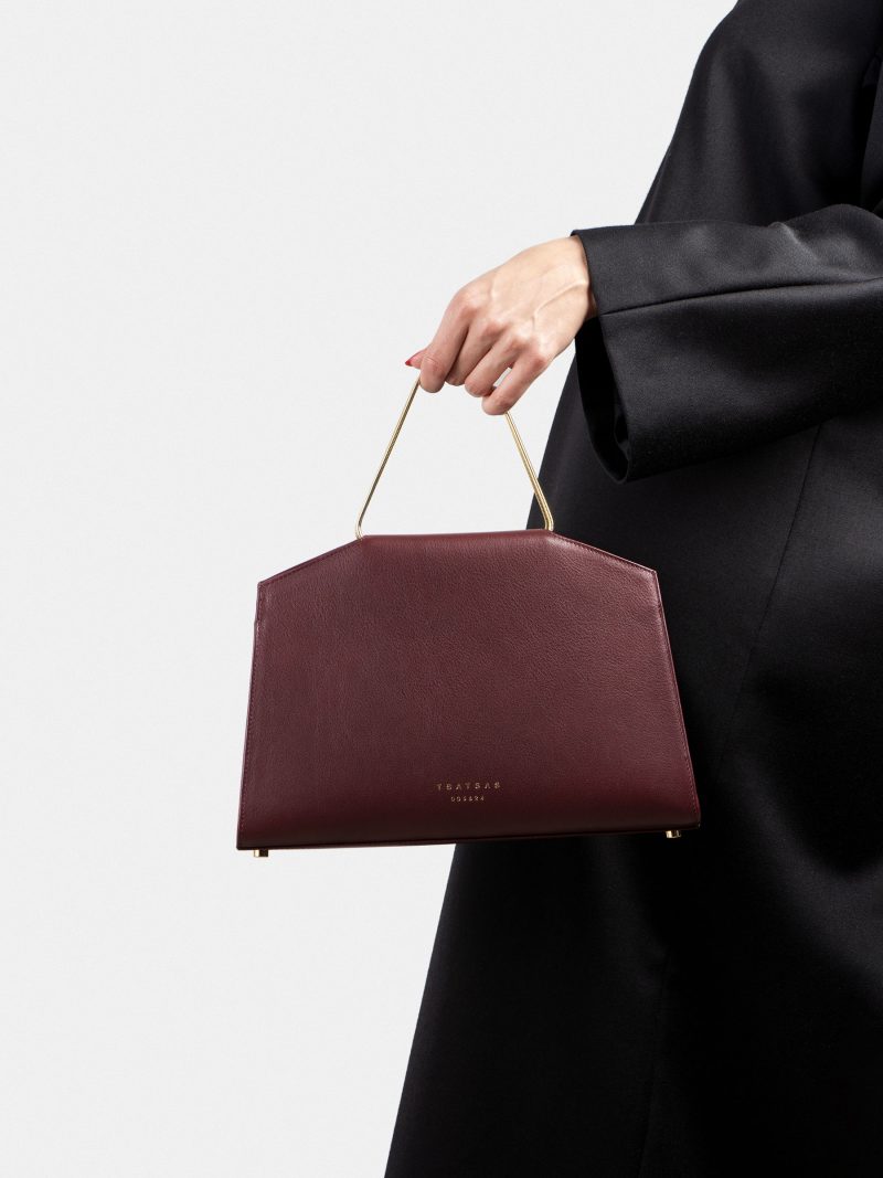 SUEZ 1 shoulder bag in burgundy calfskin leather | TSATSAS