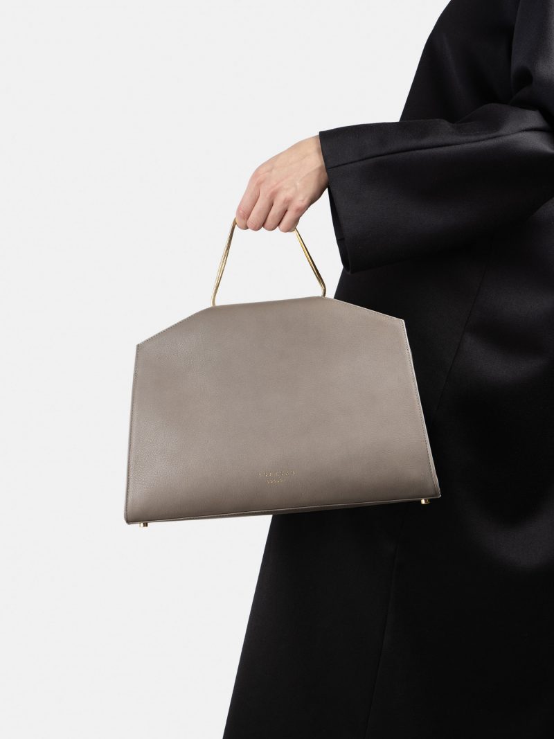 SUEZ 2 shoulder bag in grey calfskin leather | TSATSAS