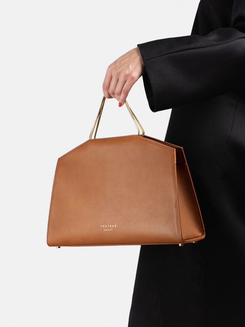 SUEZ 2 shoulder bag in tan calfskin leather | TSATSAS