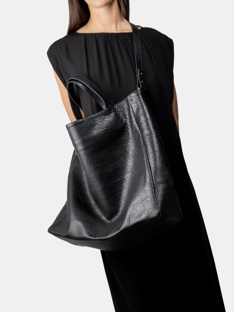 FABER 2 shoulder bag in black bison leather | TSATSAS