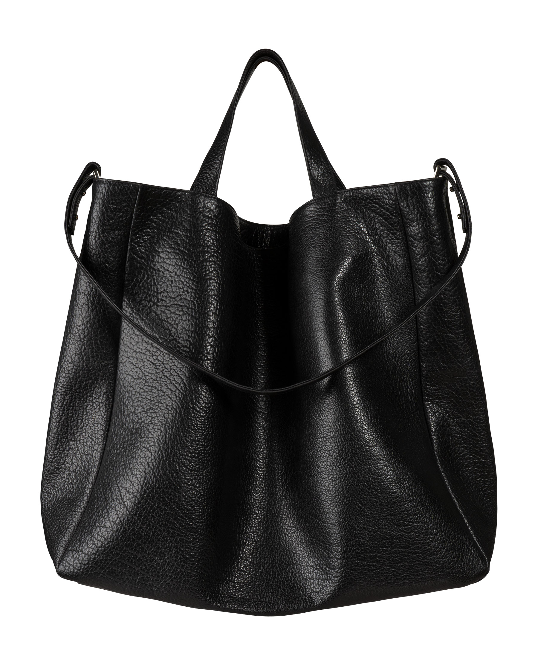 FABER TWO shoulder bag in black bison leather | TSATSAS