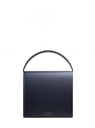 MALVA 5 top handle bag in navy blue calfskin leather | TSATSAS