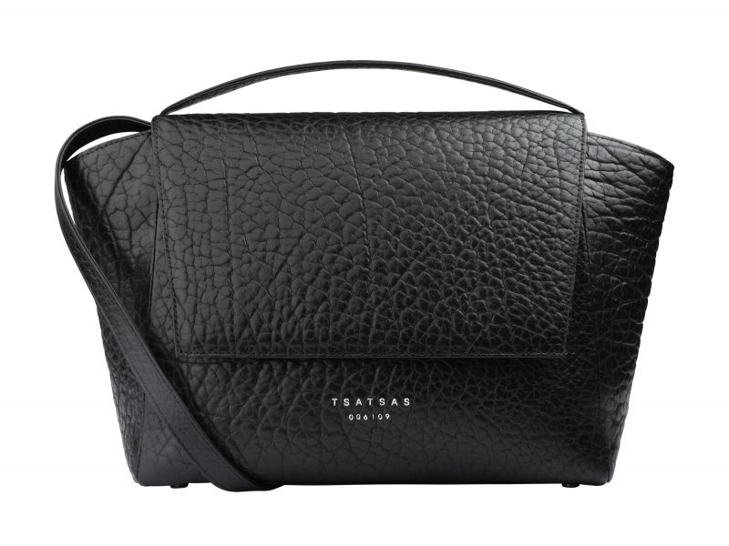 NEA 2 shoulder bag in black bison leather | TSATSAS