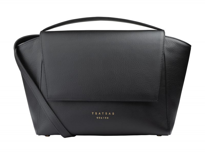 NEA 2 shoulder bag in black calfskin leather | TSATSAS