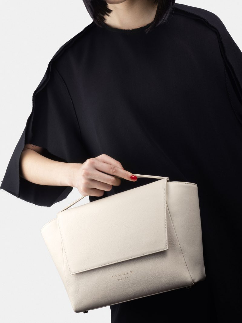 NEA 2 shoulder bag in ivory calfskin leather | TSATSAS