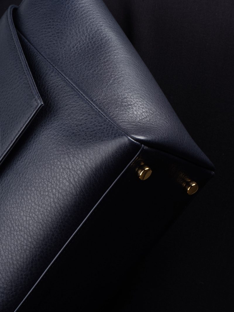 NEA 2 shoulder bag in navy blue calfskin leather | TSATSAS