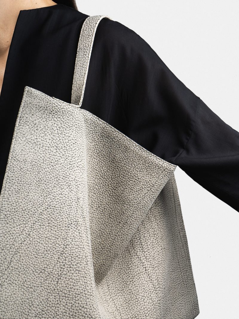 NATHAN shoulder bag in hand-sanded marbled nubuck leather | TSATSAS