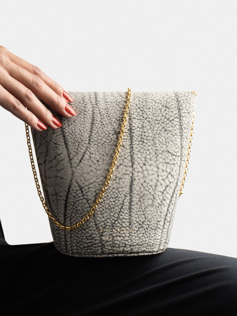 OLIVE shoulder bag in hand-sanded marbled nubuck leather | TSATSAS