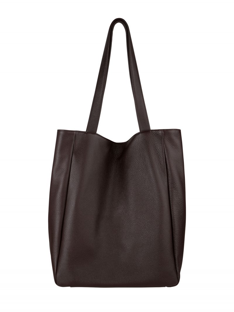 NEXUS tote bag in dark brown calfskin leather | TSATSAS
