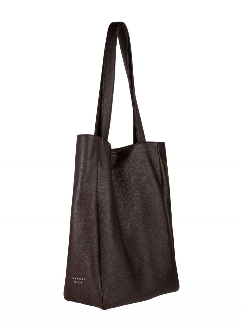 NEXUS tote bag in dark brown calfskin leather | TSATSAS