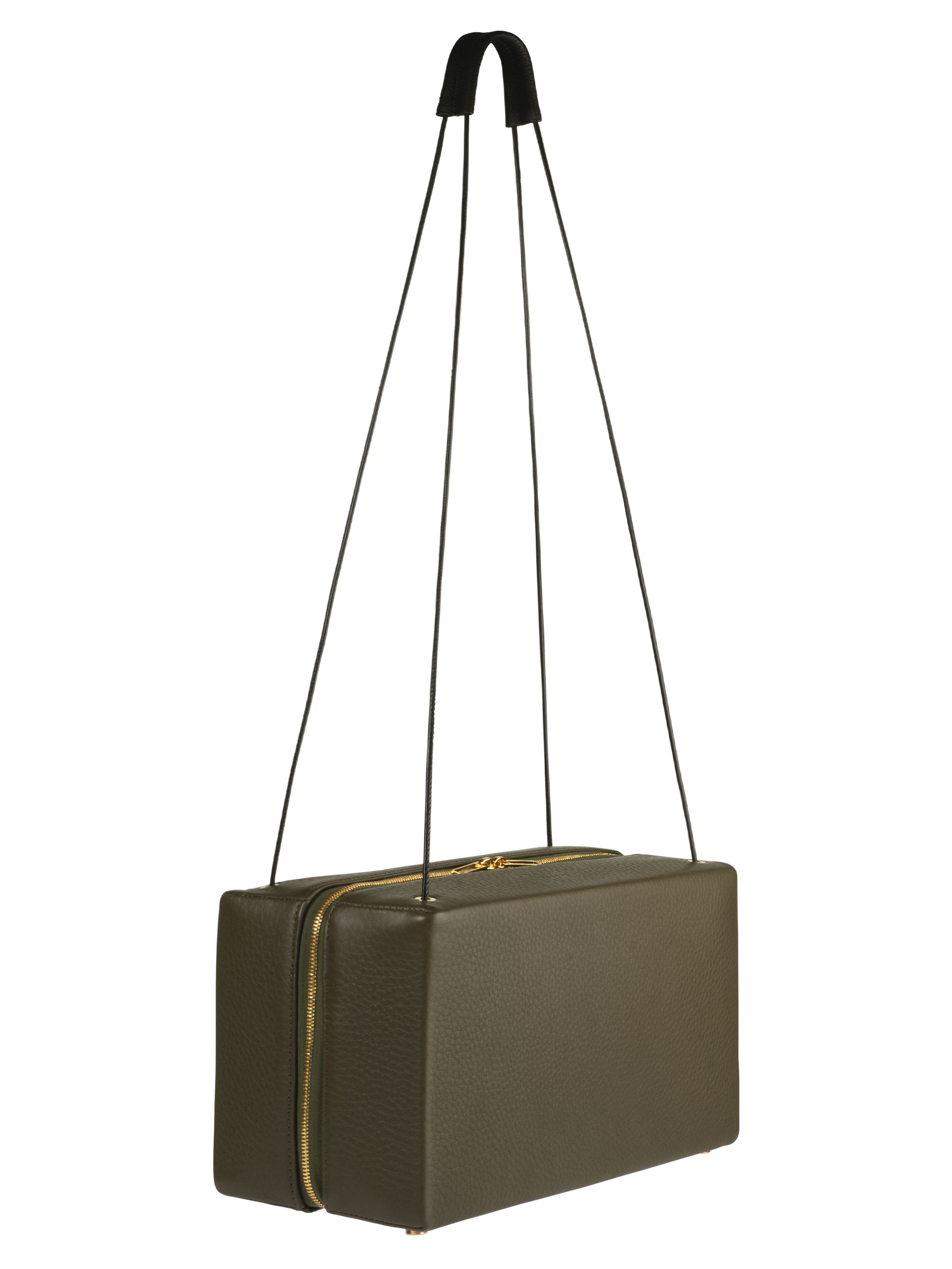 LINDEN shoulder bag in khaki green calfskin leather | TSATSAS