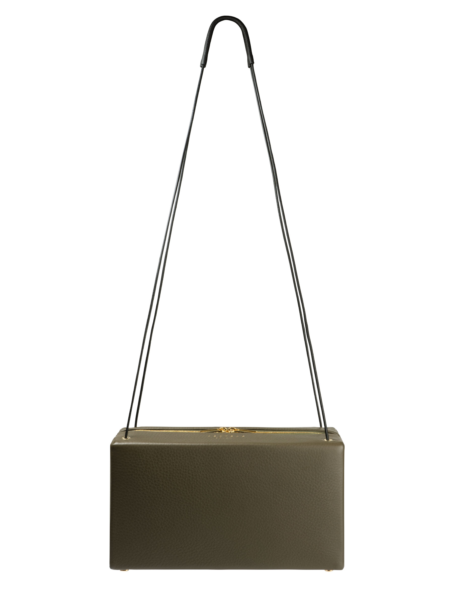 LINDEN shoulder bag in khaki green calfskin leather | TSATSAS