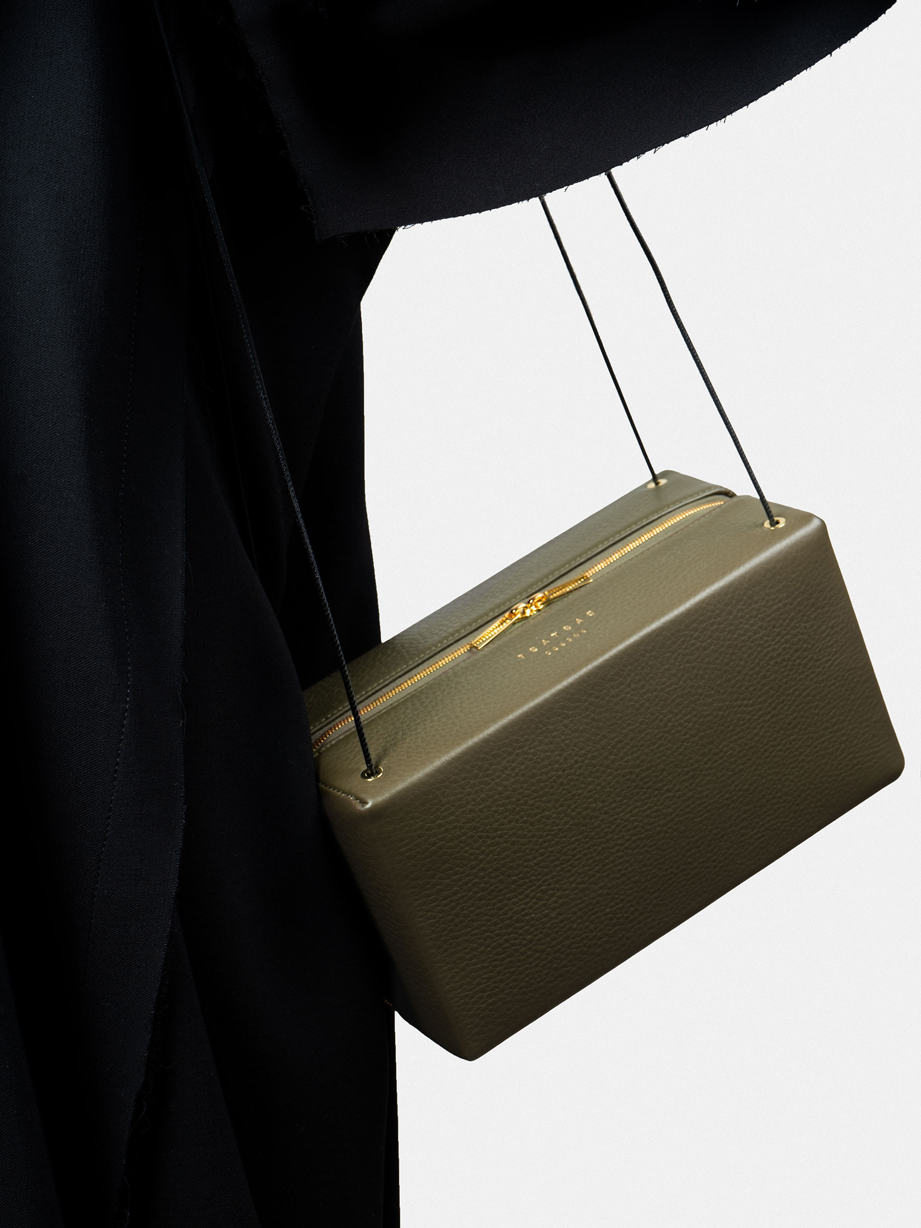 LINDEN shoulder bag in khaki green calfskin leather | TSATSAS