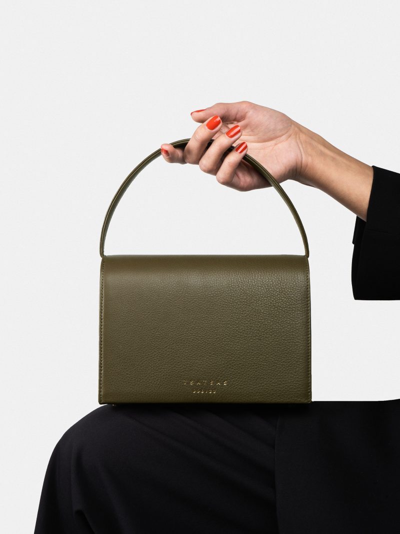 MALVA 4 handbag in khaki green calfskin leather | TSATSAS