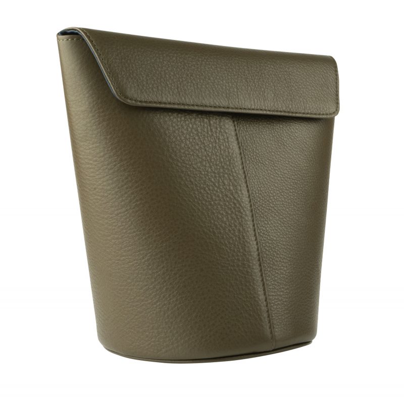 OLIVE shoulder bag in khaki green calfskin leather | TSATSAS