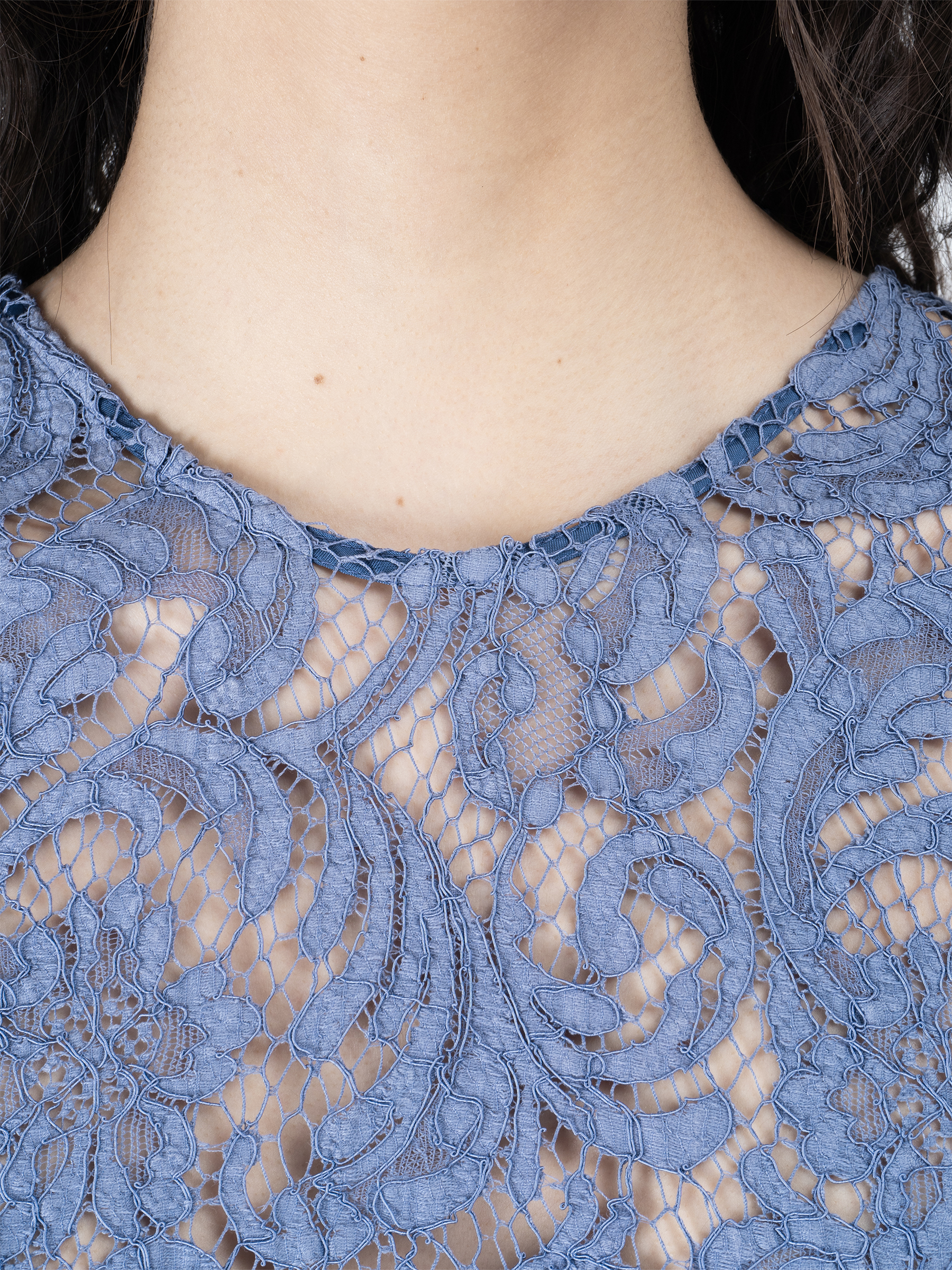 TSATSAS KOSTAS MURKUDIS Session 01 — TKM_S01_MIDI in cornflower lace and steel blue calfskin leather | TSATSAS