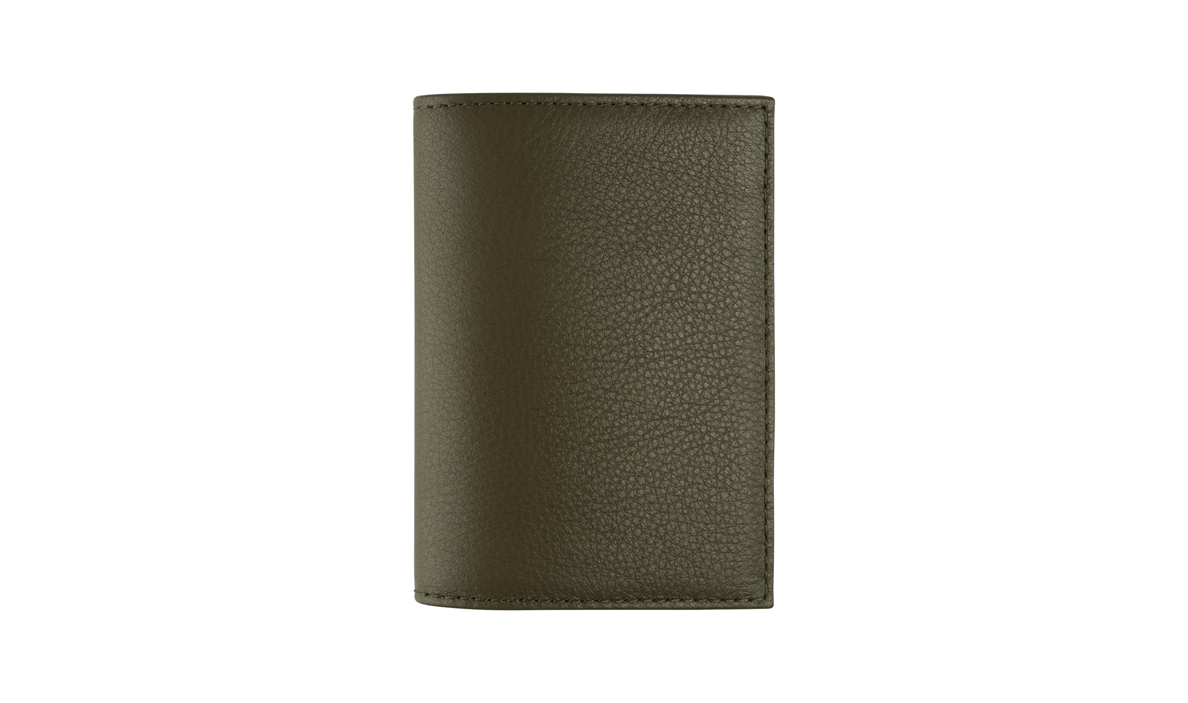 VOID card holder in khaki green calfskin leather with contrasting black lamb nappa leather | TSATSAS