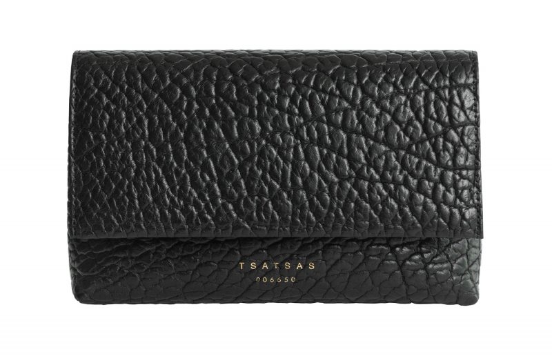 AMOS shoulder bag in black bison leather | TSATSAS