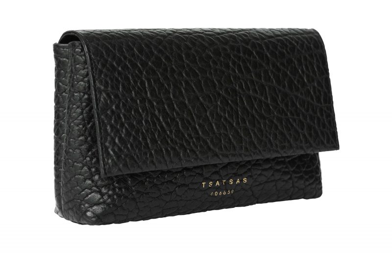 AMOS shoulder bag in black bison leather | TSATSAS