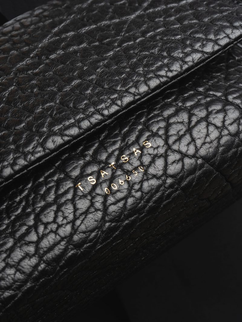 AMOS shoulder bag in black bison leather | TSATSAS