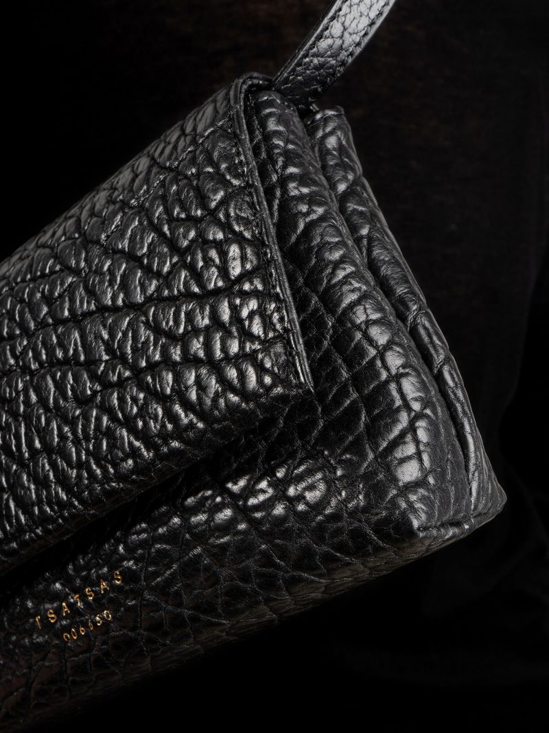 AMOS shoulder bag in black bison leather | TSATSAS