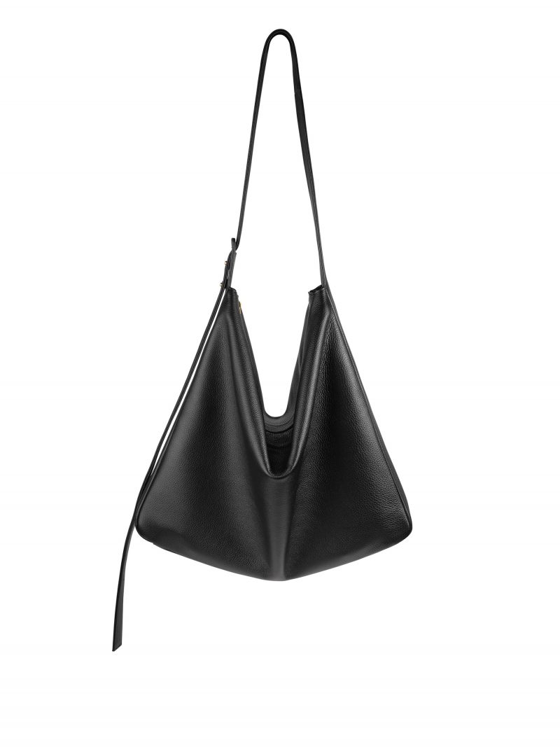 MERAL shoulder bag in black calfskin leather | TSATSAS