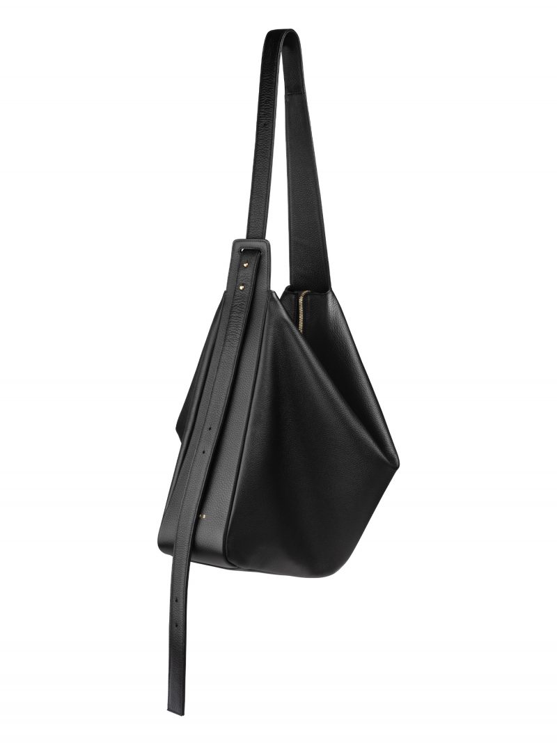 MERAL shoulder bag in black calfskin leather | TSATSAS