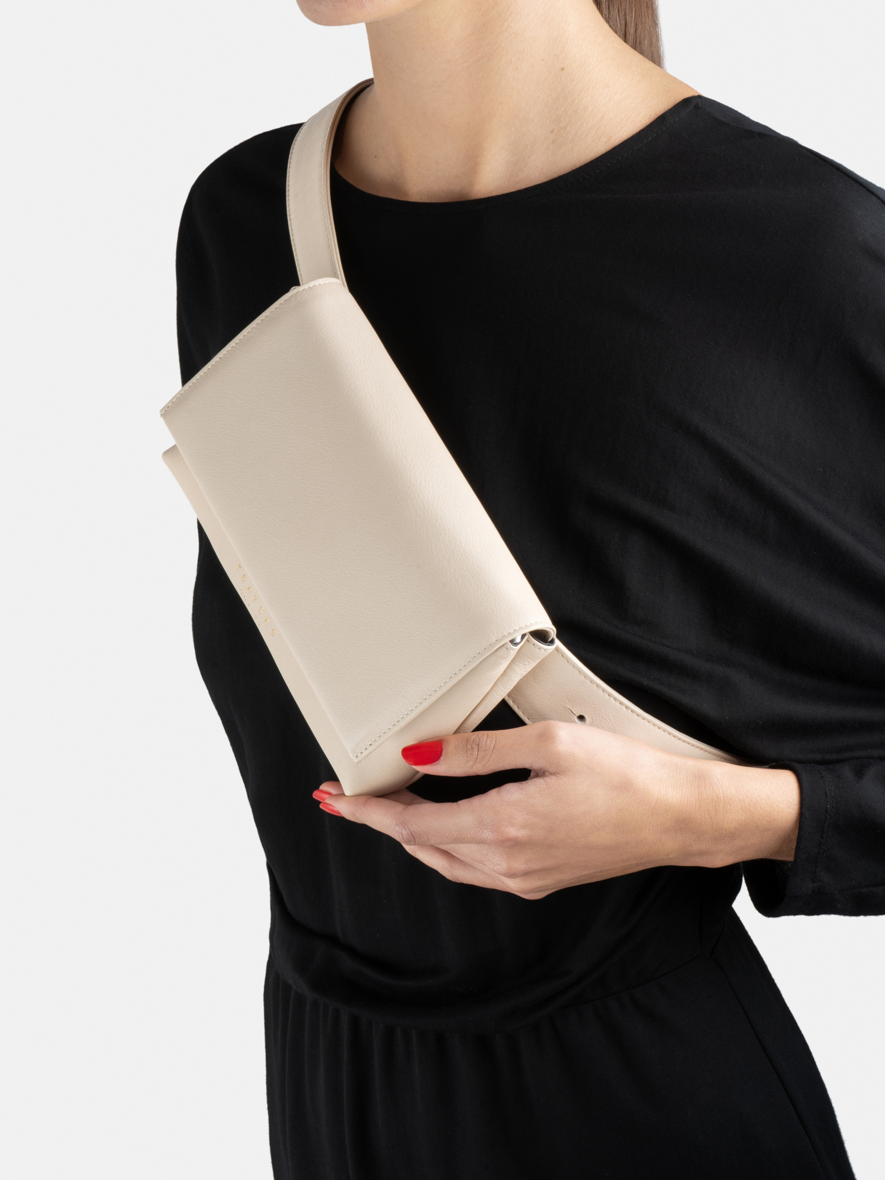 SOMA belt bag in ivory calfskin leather | TSATSAS