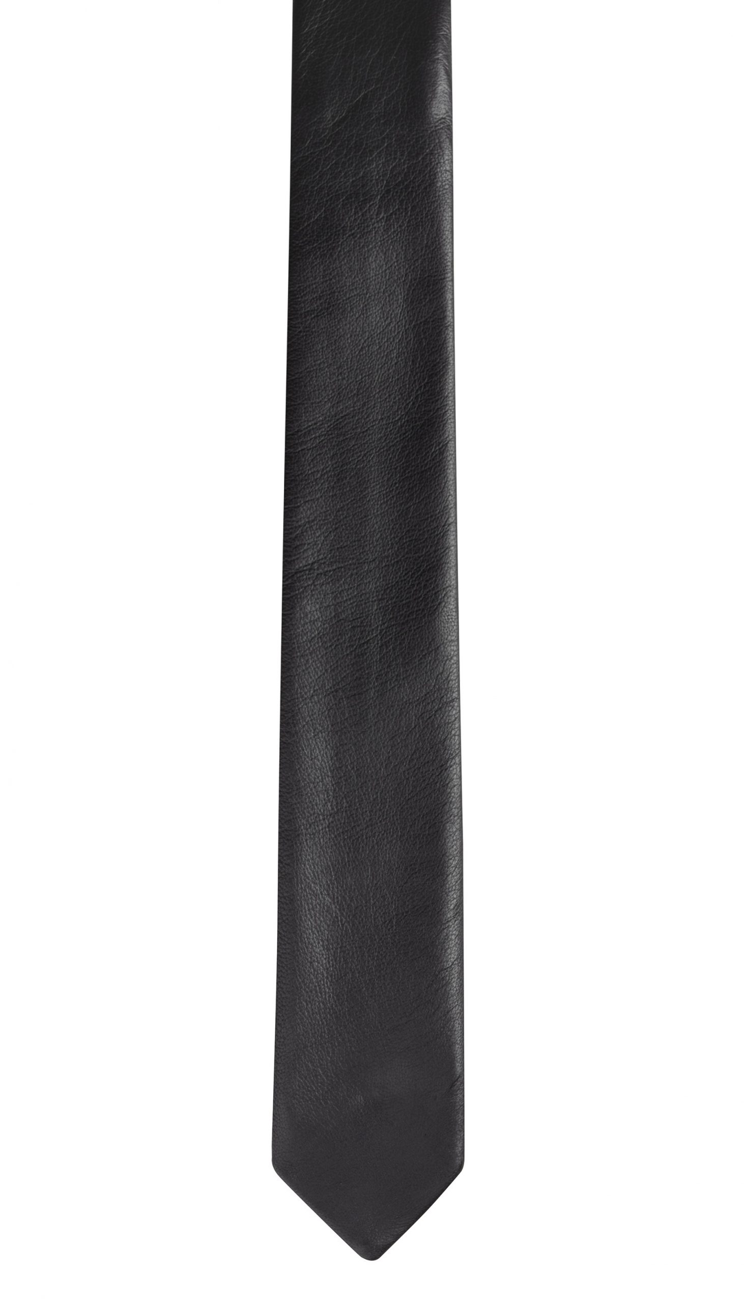 CRAVAT necktie in black lamb nappa leather | TSATSAS