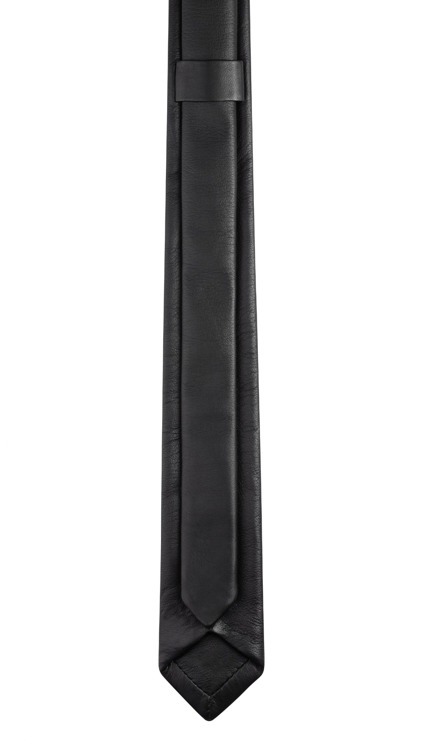 CRAVAT necktie in black lamb nappa leather | TSATSAS