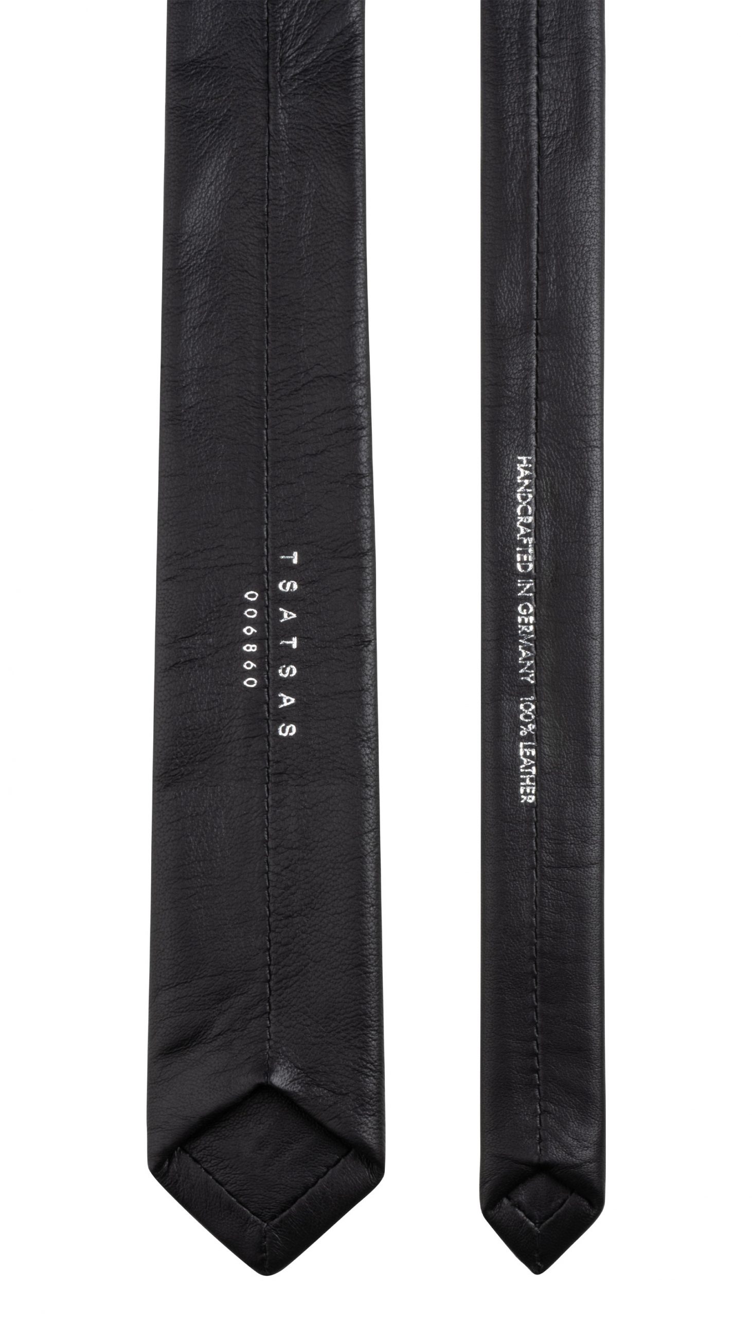 CRAVAT necktie in black lamb nappa leather | TSATSAS