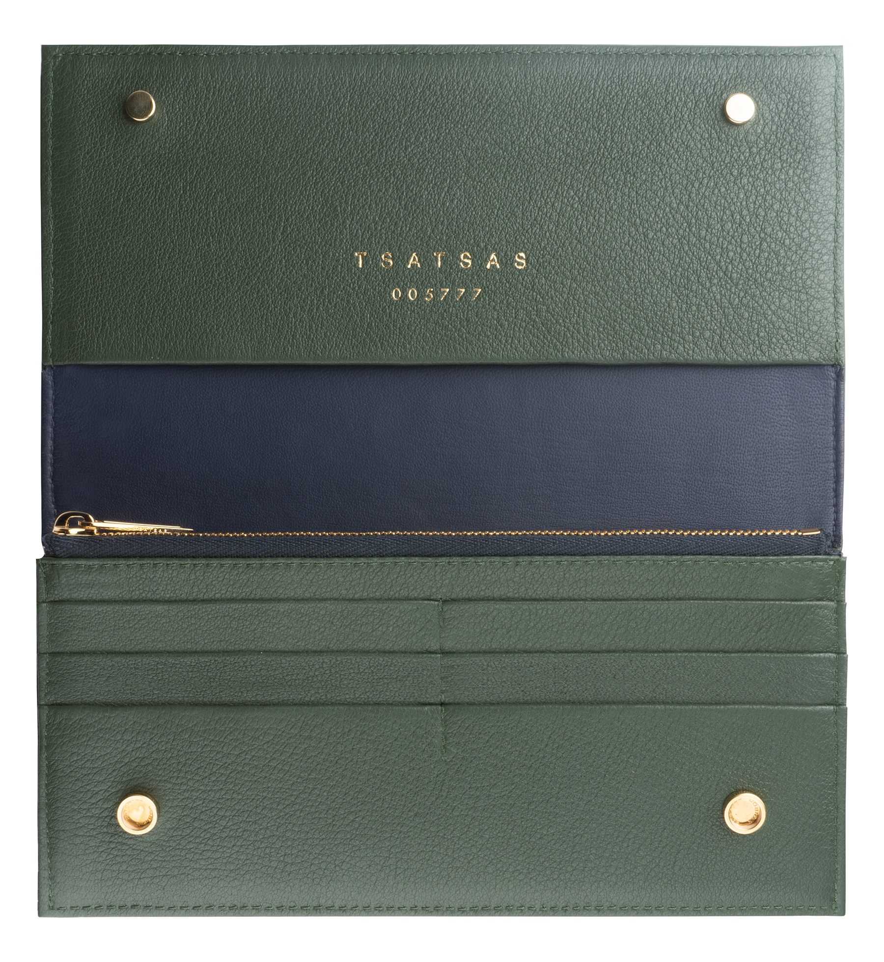 CREAM TYPE 10 wallet in pine green calfskin leather | TSATSAS
