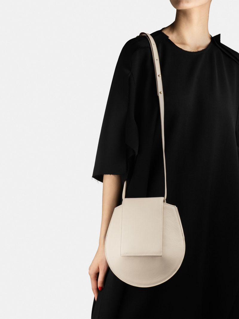 CY S shoulder bag in ivory calfskin leather | TSATSAS