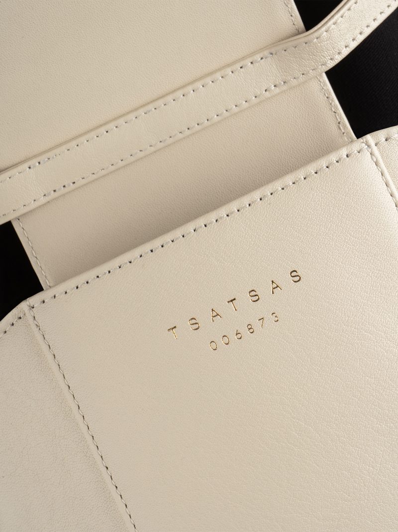 CY S shoulder bag in ivory calfskin leather | TSATSAS