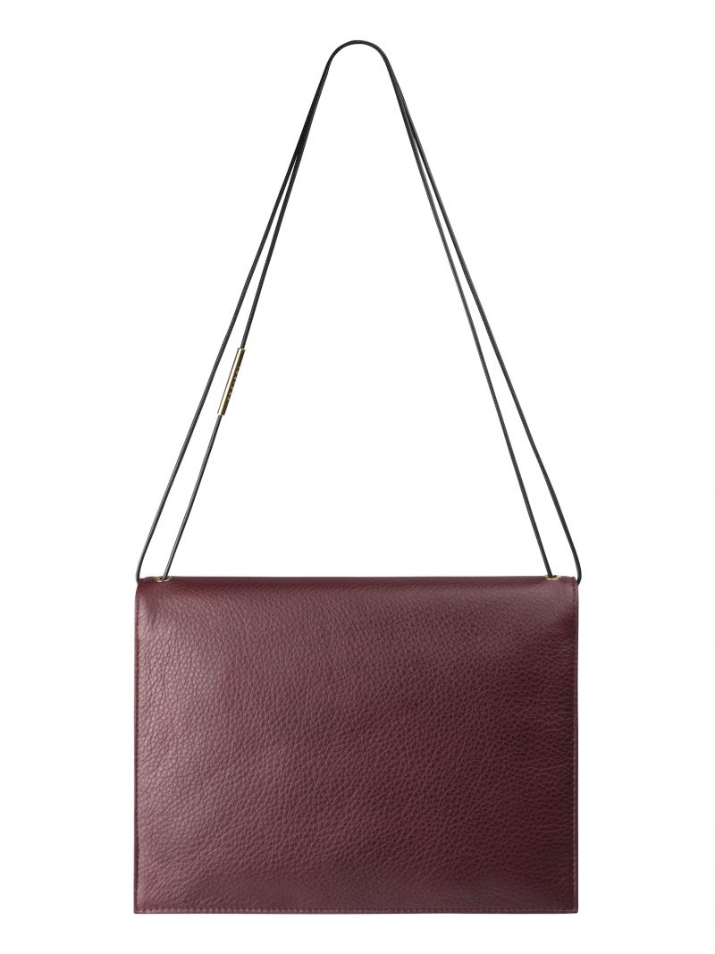 RE-OTHER shoulder bag in burgundy calfskin leather | TSATSAS