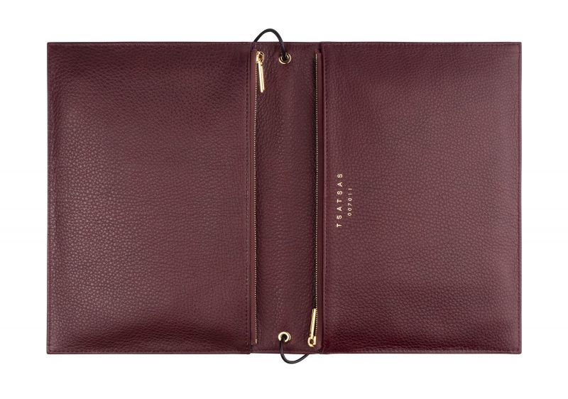RE-OTHER shoulder bag in burgundy calfskin leather | TSATSAS