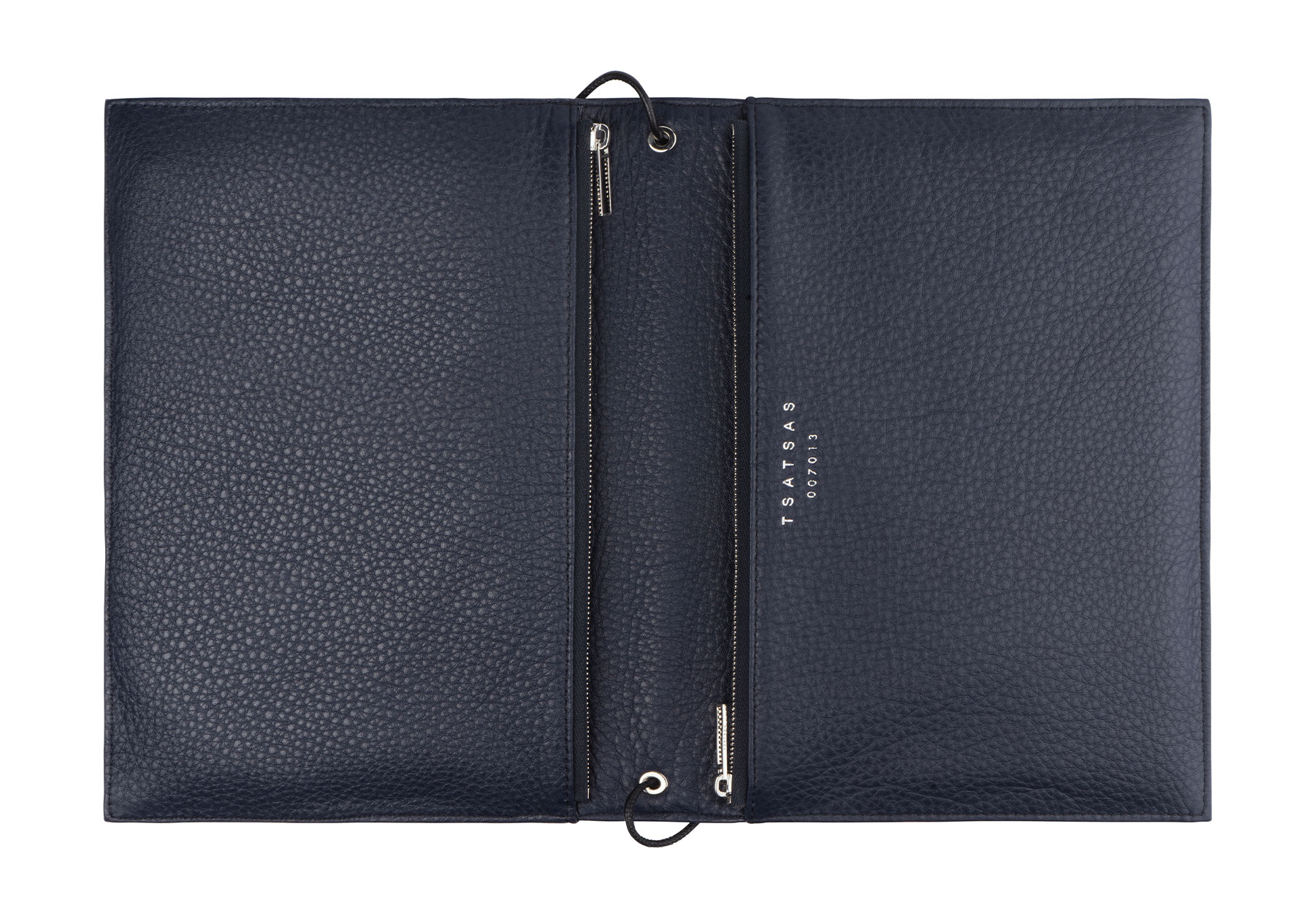 RE-OTHER shoulder bag in navy blue calfskin leather | TSATSAS